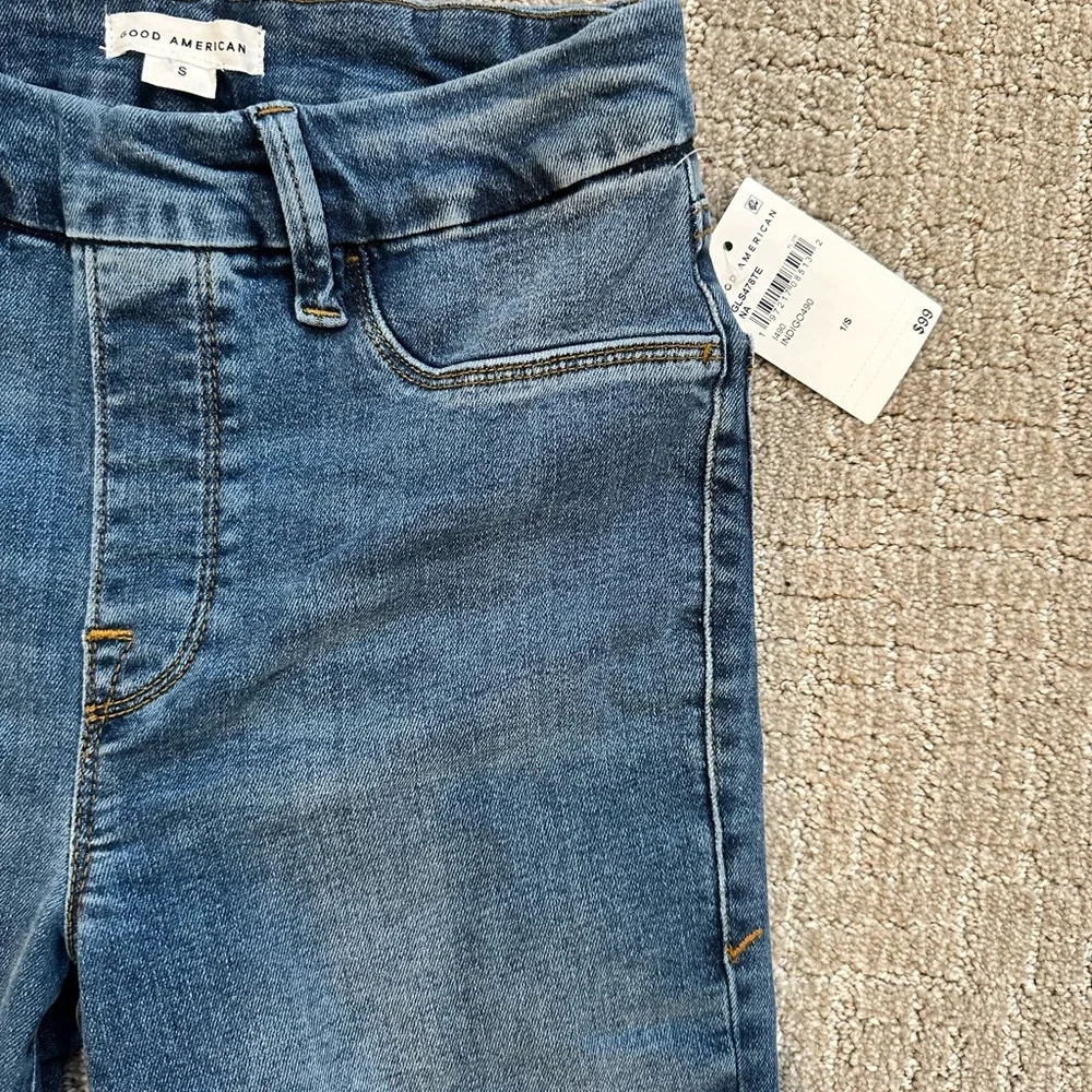 Good American Pull On Straight Leg Blue Jeans - Picture 3 of 8